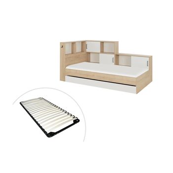 Base De Cama Armand 1 Cajón 221x120x104 Cm Color Color Natural Claro, Blanco Vente-unique