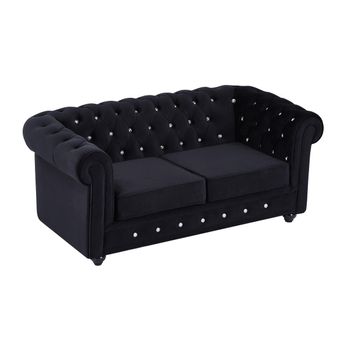 Sofá Fijo Chesterfield  168x88x72 Cm Color Negro Vente-unique