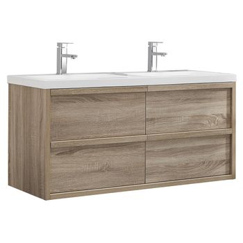 Mueble De Baño Con Doble Lavabo Quadra 4 Cajones 120x46x55 Cm Color Color Natural Claro Vente-unique