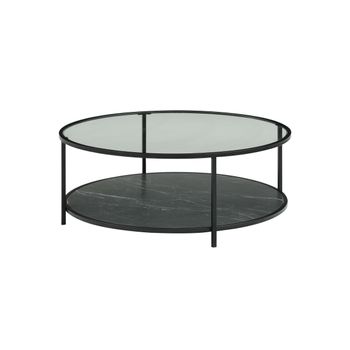 Mesa De Centro Fija Shivon  90x90x33.5 Cm Color Transparente, Negro Vente-unique