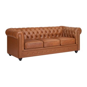 Sofá Fijo Chesterfield  205x88x72 Cm Color Camel Vente-unique