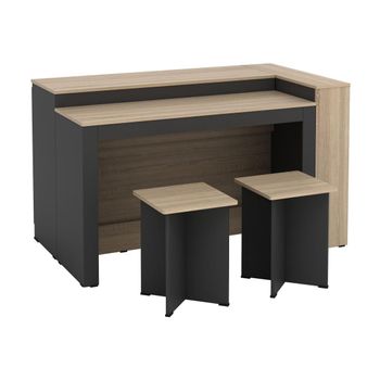 Isla Cocina Nusice  138.7x79.2x82 Cm Color Negro, Color Natural Claro Vente-unique