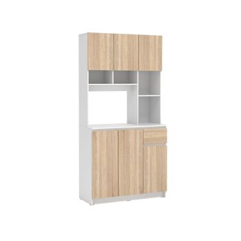 Aparador De Cocina Nizali 1 Cajón 89.6x39.9x181.4 Cm Color Color Natural Claro, Blanco Vente-unique