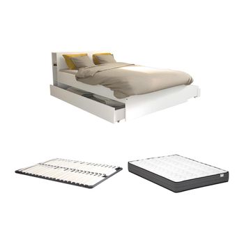 Cama Clásica Eugene 2 Cajones 215.5x144x80 Cm Color Blanco Vente-unique