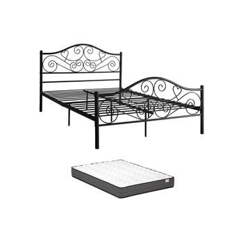 Cama Clásica Leyna  142x198.5x105 Cm Color Negro Vente-unique