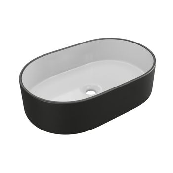 Lavabo Sobre Encimera Iwa  56x35.5x14.5 Cm Color Negro, Blanco Vente-unique