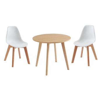 Conjunto De Mesa Y Sillas Louloune  60x60x51 Cm Color Color Natural Claro, Blanco Venta-unica