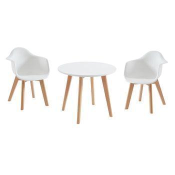 Conjunto De Mesa Y Sillas Louloune  60x60x51 Cm Color Color Natural Claro, Blanco Venta-unica