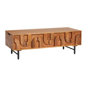 Mesa De Centro Fija Mizoram 2 Cajones 119x50x40 Cm Color Color Natural Claro Vente-unique