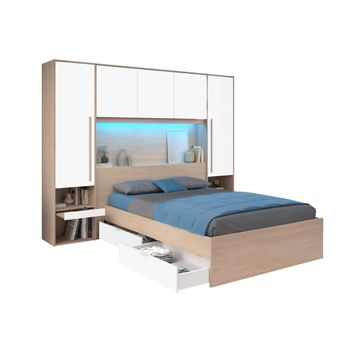 Cama Clásica Velona 2 Cajones 265.2x233x202.8 Cm Color Color Natural Claro, Blanco Vente-unique