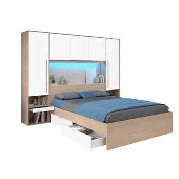 Cama Clásica Velona 2 Cajones 265.2x243x202.8 Cm Color Color Natural Claro, Blanco Vente-unique