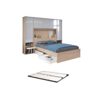 Cama Clásica Velona 2 Cajones 265.2x233x202.8 Cm Color Color Natural Claro, Blanco Vente-unique