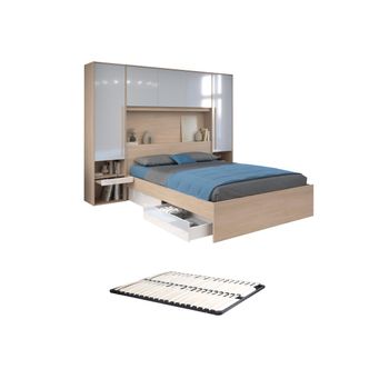 Cama Clásica Velona 2 Cajones 265.2x243x202.8 Cm Color Color Natural Claro, Blanco Vente-unique