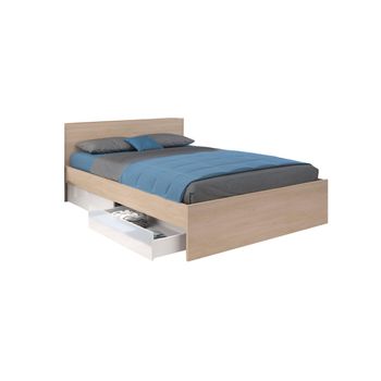 Cama Clásica Velona 2 Cajones 164.4x203.6x82.6 Cm Color Color Natural Claro, Blanco Vente-unique