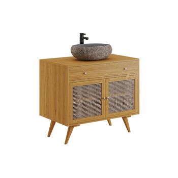 Mueble De Baño Simple Mansulan 1 Cajón 90x55x80 Cm Color Color Natural Claro Vente-unique