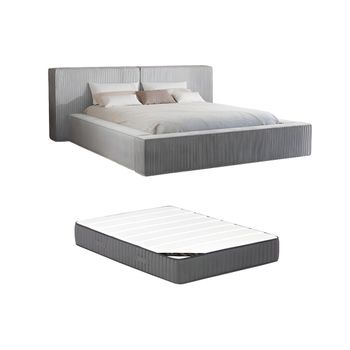 Cama Con Canapé Abatible Timano  226x252x90 Cm Color Gris Claro Vente-unique