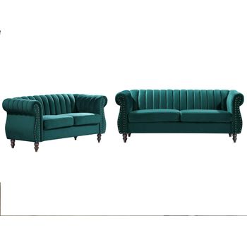 Conjunto Sofá Trumbo  195x78x77 Cm Color Verde Esmeralda Vente-unique