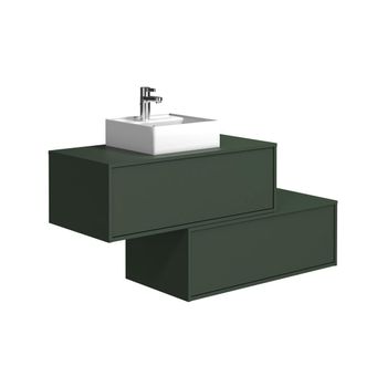 Mueble De Baño Simple Teana 2 Cajones 94x47x32 Cm Color Verde Vente-unique