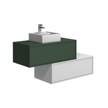 Mueble De Baño Simple Teana 2 Cajones 94x47x32 Cm Color Verde, Blanco Vente-unique