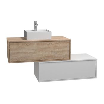 Mueble De Baño Simple Teana 2 Cajones 94x47x32 Cm Color Color Natural Claro, Blanco Vente-unique