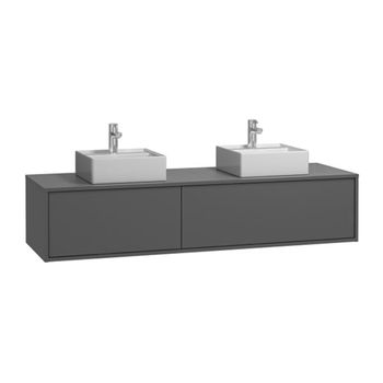 Mueble De Baño Con Doble Lavabo Isaure 2 Cajones 150x47x32 Cm Color Gris Antracita Vente-unique