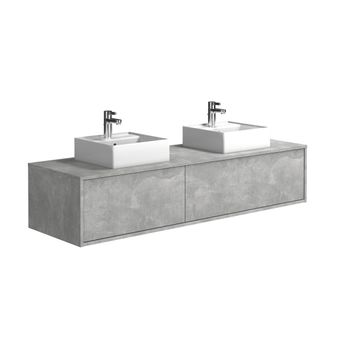 Mueble De Baño Con Doble Lavabo Isaure 2 Cajones 150x47x32 Cm Color Gris Claro Vente-unique