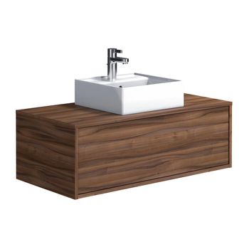 Mueble De Baño Simple Teana 1 Cajón 94x47x32 Cm Color Color Natural Oscuro Vente-unique