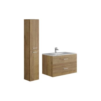 Mueble De Baño Simple Kayla 2 Cajones 80x45x47 Cm Color Color Natural Claro Vente-unique