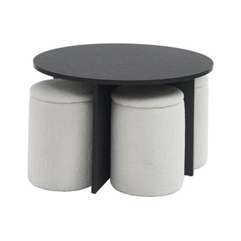 Mesa De Centro Fija Aksay  80x80x50 Cm Color Negro, Blanco Vente-unique