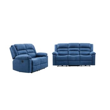 Conjunto Sofá Relax Burolo  199x95x103 Cm Color Azul Vente-unique