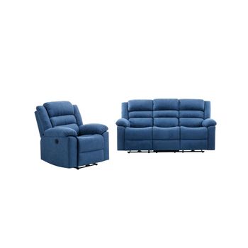 Conjunto Sofá Y Sillón Relax Burolo  199x95x103 Cm Color Azul Vente-unique