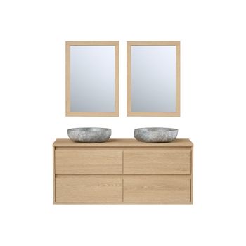 Mueble De Baño Con Doble Lavabo Milipam 4 Cajones 120x45x50 Cm Color Color Natural Claro Vente-unique