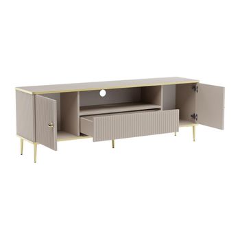 Mueble Bajo De Tv Sinead 1 Cajón 160x35x55.2 Cm Color Beige, Dorado Vente-unique