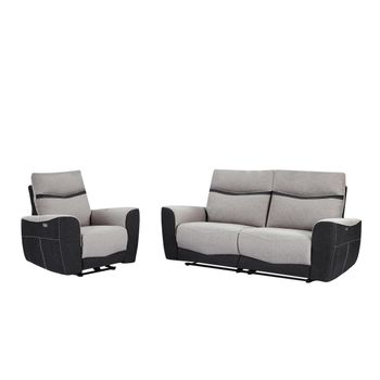 Conjunto Sofá Y Sillón Relax Damon  208x90x102 Cm Color Gris Antracita Vente-unique