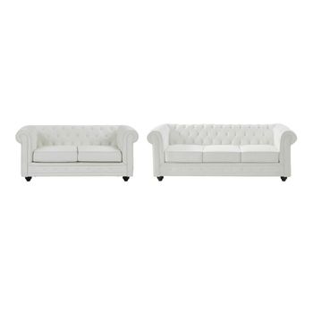 Conjunto Sofá Chesterfield  205x88x72 Cm Color Blanco Vente-unique