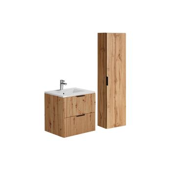 Mueble De Baño Simple Zevara 2 Cajones 60x46x57 Cm Color Color Natural Claro Vente-unique