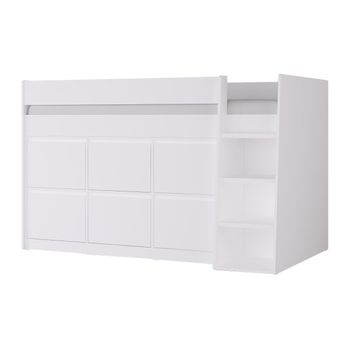 Cama De Media Altura Camaleti 6 Cajones 196x114.4x120.8 Cm Color Blanco Vente-unique