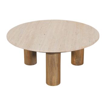 Mesa De Centro Fija Lisavo  80x80x35 Cm Color Color Natural Oscuro, Beige Vente-unique