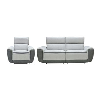 Conjunto Sofá Y Sillón Relax Orietto  202x87x95 Cm Color Gris Claro Vente-unique