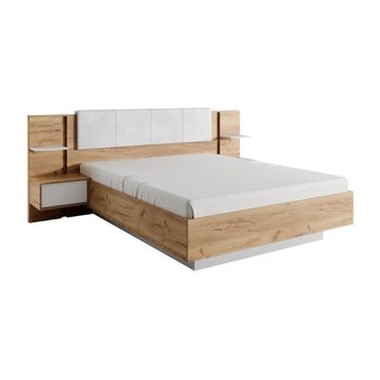 Cama Clásica Elynia 2 Cajones 256.4x210x104.4 Cm Color Color Natural Claro, Blanco Vente-unique