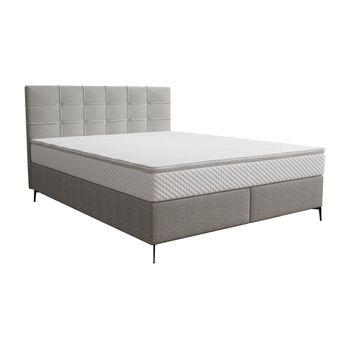 Cama Continental Boxspring Inao  207x185x105 Cm Color Gris Claro Vente-unique