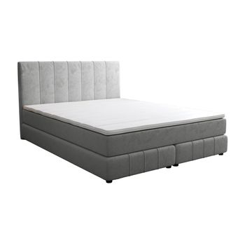 Cama Continental Boxspring Hida  207x165x98 Cm Color Gris Claro Vente-unique