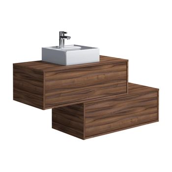 Mueble De Baño Simple Teana 2 Cajones 94x47x32 Cm Color Color Natural Oscuro Vente-unique