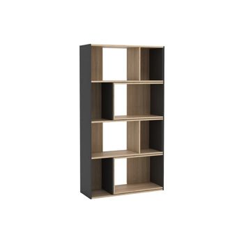 Librería Darlena  111.13x57.8x150.7 Cm Color Gris Antracita, Color Natural Claro Vente-unique