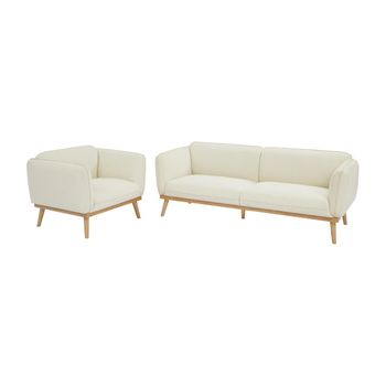 Conjunto Sofá Y Sillón Fijo Fanira  210x82x82 Cm Color Beige Vente-unique