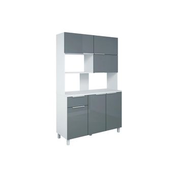 Aparador De Cocina Trattoria 1 Cajón 120x46x190 Cm Color Gris Vente-unique