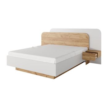 Base De Cama Desado 2 Cajones 245.2x208.8x115.6 Cm Color Color Natural Claro, Blanco Vente-unique