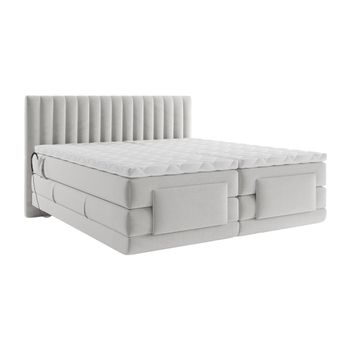 Cama Continental Boxspring Donisi  215x188x118 Cm Color Gris Claro Vente-unique