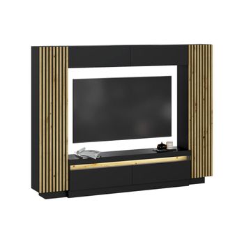 Mueble De Tv De Pared Lionea 2 Cajones 272.6x36.2x209.6 Cm Color Negro, Color Natural Claro Vente-unique