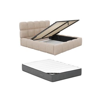 Cama Con Canapé Abatible Damado  170x221x95 Cm Color Beige Vente-unique